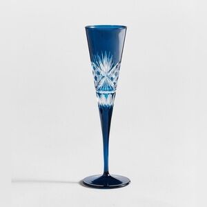 NWT Pottery Barn Blue Antique Cut Glass Champagne Flutes Set of 2